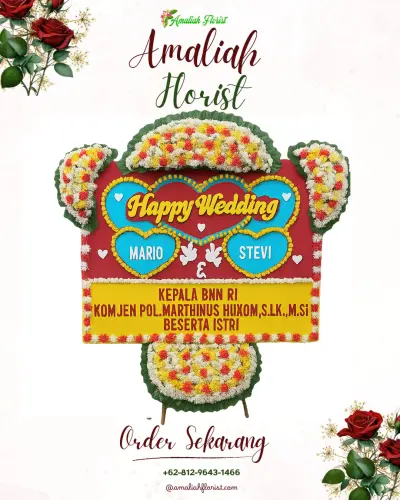 Karangan Papan Bunga Pernikahan di Cikeusal Lor